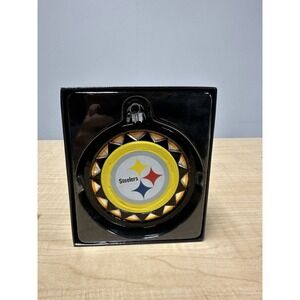Pittsburgh Steelers Blown Glass Logo Disc Christmas Ornament‎ NFL Licensed
